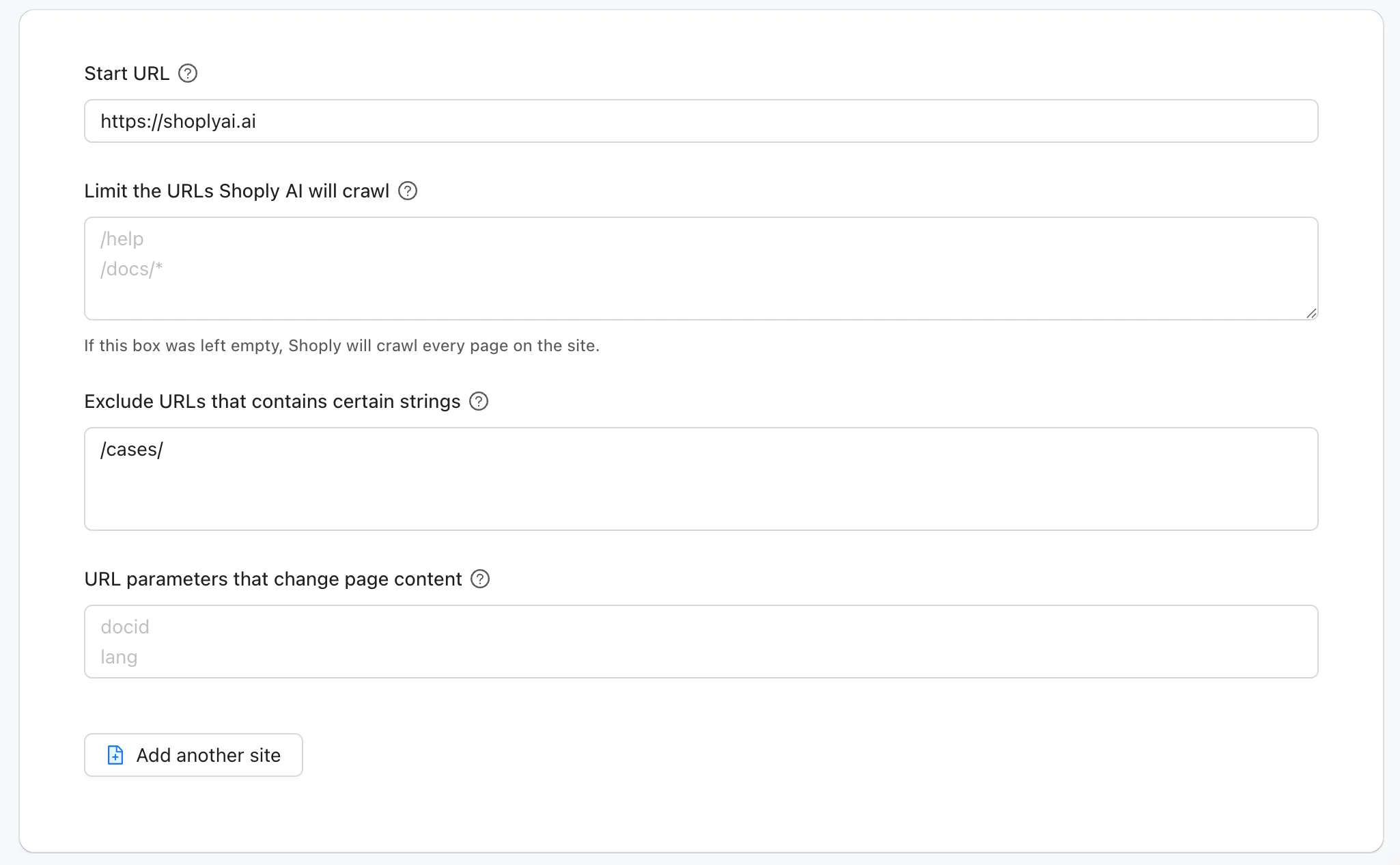 Site chat configuration